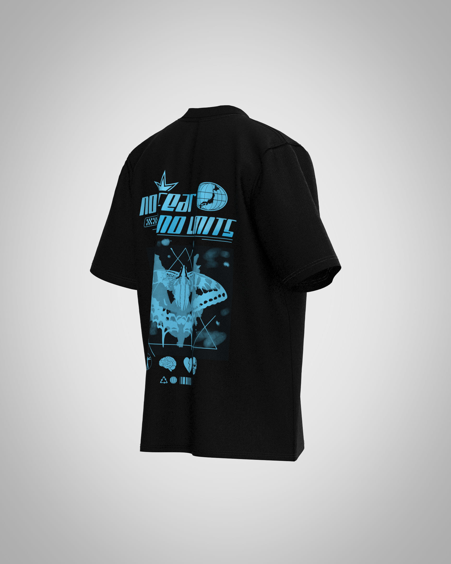 “No Fear No Limits” Cyberpunk Graphic T-Shirt – Futuristic Streetwear Edition
