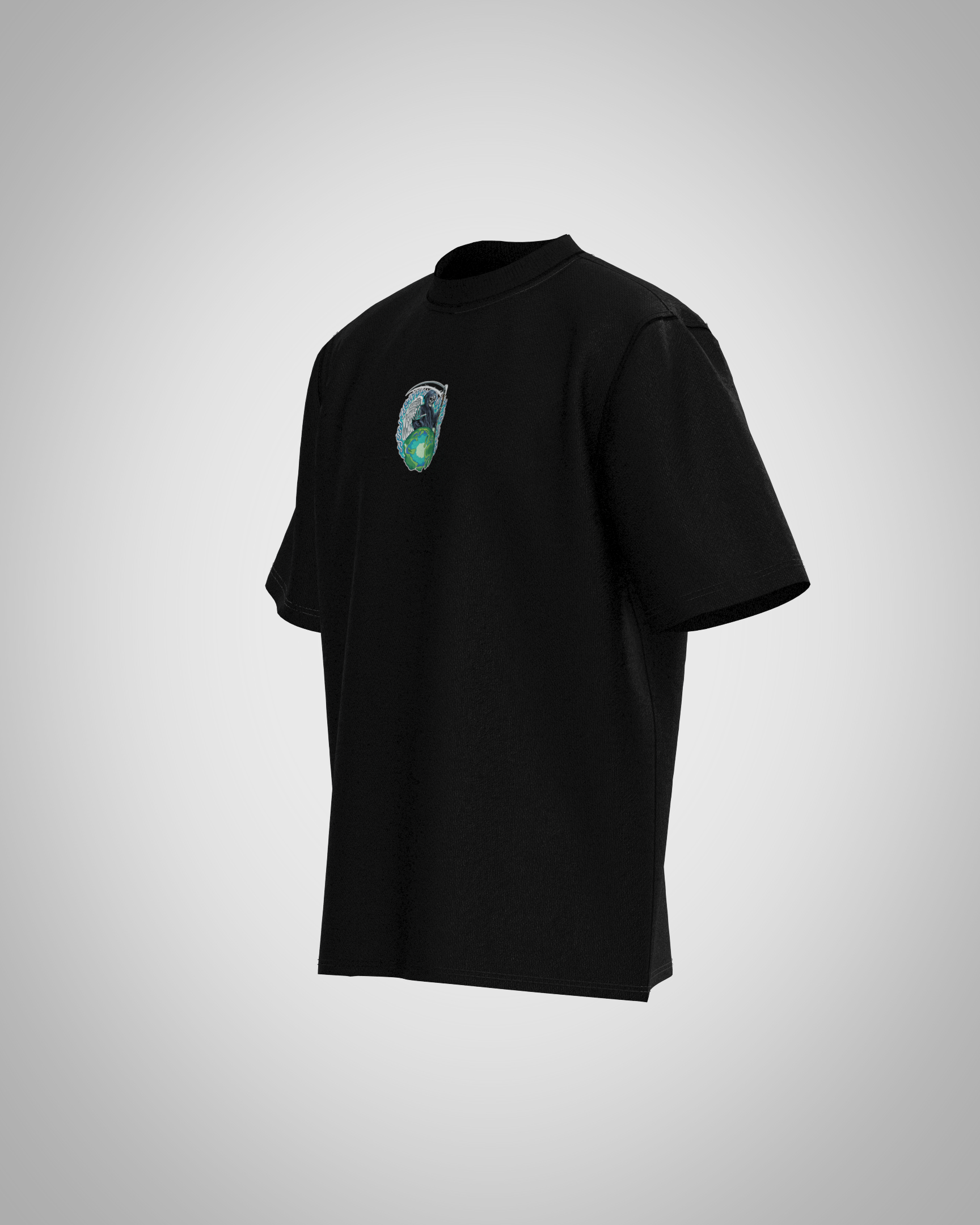 “Controller of the Universe” Grim Reaper Graphic T-Shirt – Dark Cosmic Edition